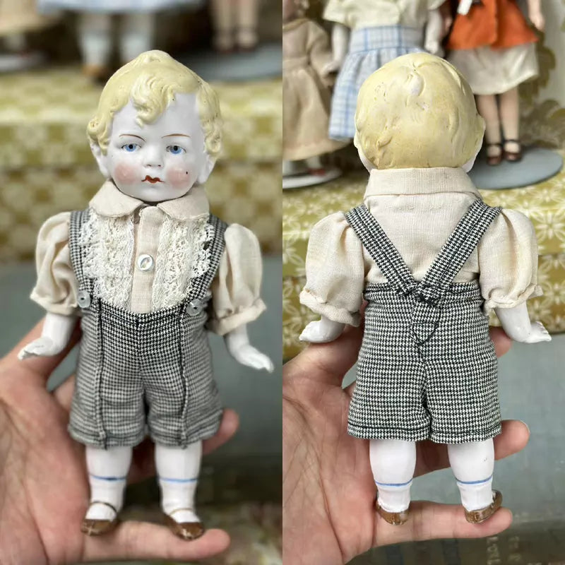 040926-doll-20 Limbach Double Bow Girl Archangel Boy Antique German Full Porcelain Articulated Body Mid Palm Treasure Puppet