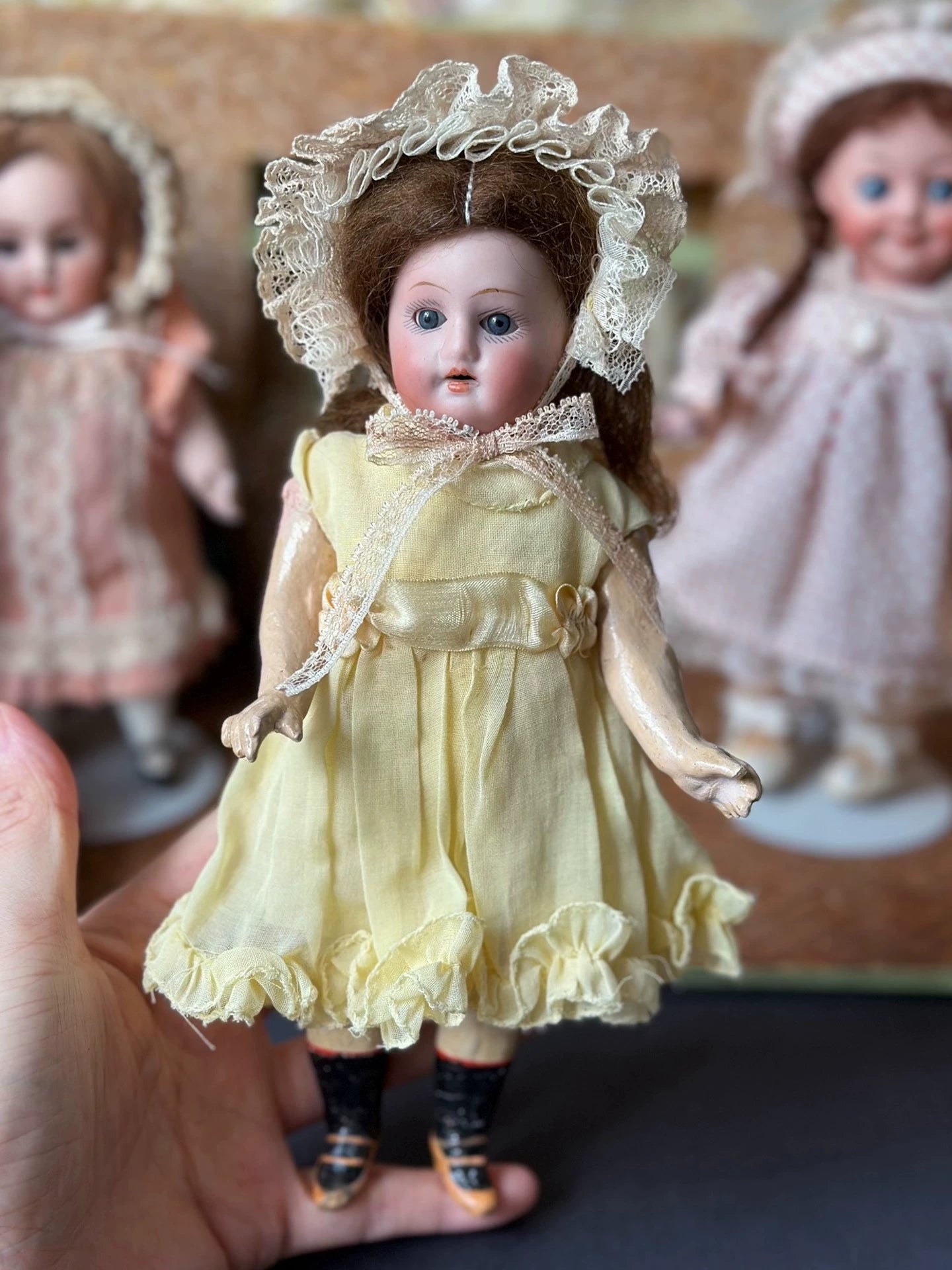040926-doll-233 Antique Doll German Soup Porcelain Head Five Joints Mini Small