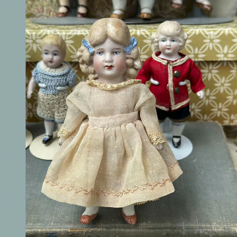 040926-doll-20 Limbach Double Bow Girl Archangel Boy Antique German Full Porcelain Articulated Body Mid Palm Treasure Puppet