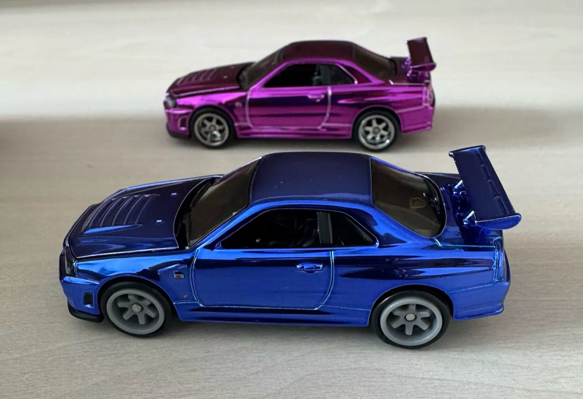 300926-toy-36 Hot Wheels RLC Nissan gtr R34 1/64 alloy model Classic electroplated blue purple colo