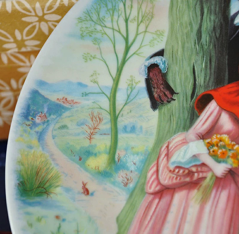 040926-doll-203 French Limoges Antique Dollhouse Decoration Limited Edition Collectible Decorative Plate Little Red Hat Theme Plate With Damaged Flaws
