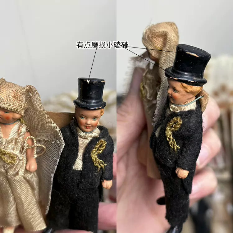 040926-doll-239 Antique German thick soup full porcelain palm treasure joint body dollhouse cloth puppet with original packaging