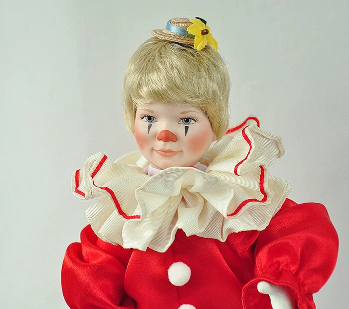 040926-doll-251 Western antique porcelain doll circus clown doll with his puppy original box