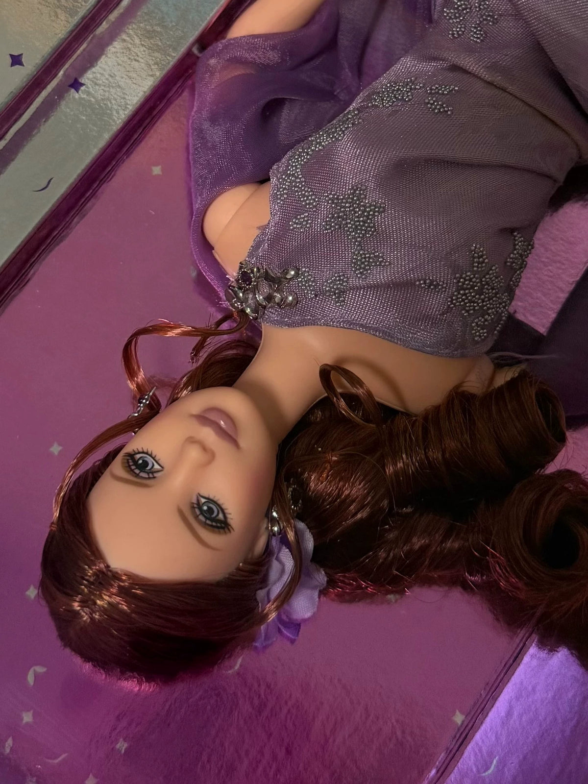 180926-toy-40 Barbie2003 Lavender Barbie Rare Red Brown Hair Out of Print Collector Edition