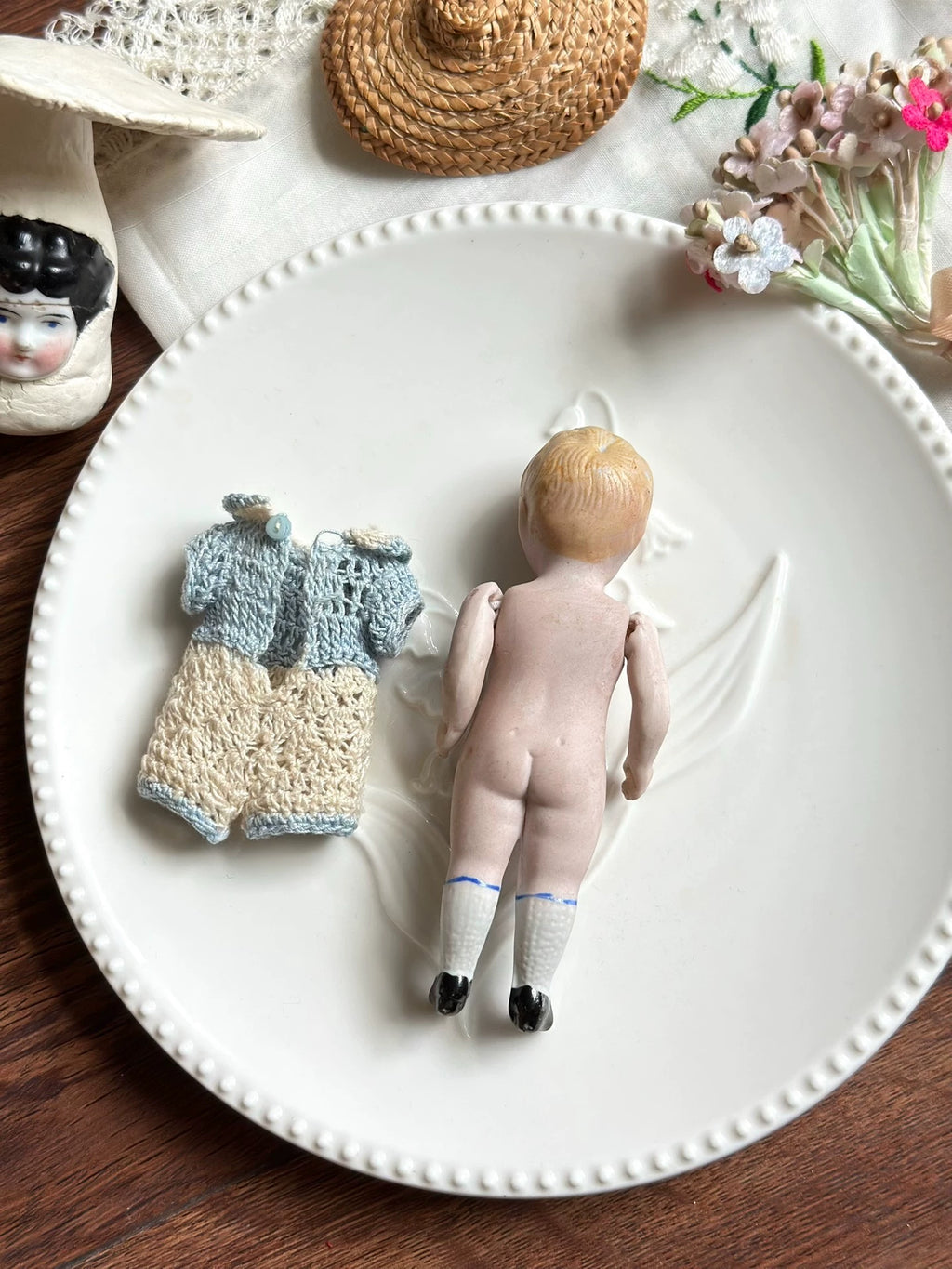 040926-doll-268 Antique thick soup full porcelain blonde angel boy