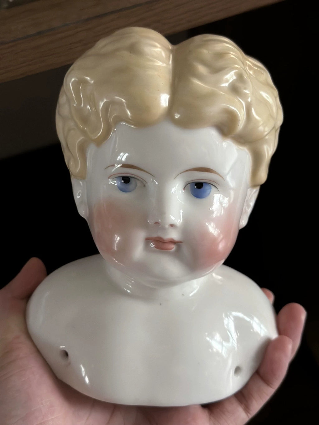 040926-doll-223 Antique German Parian Blonde Porcelain Head Doll China Doll