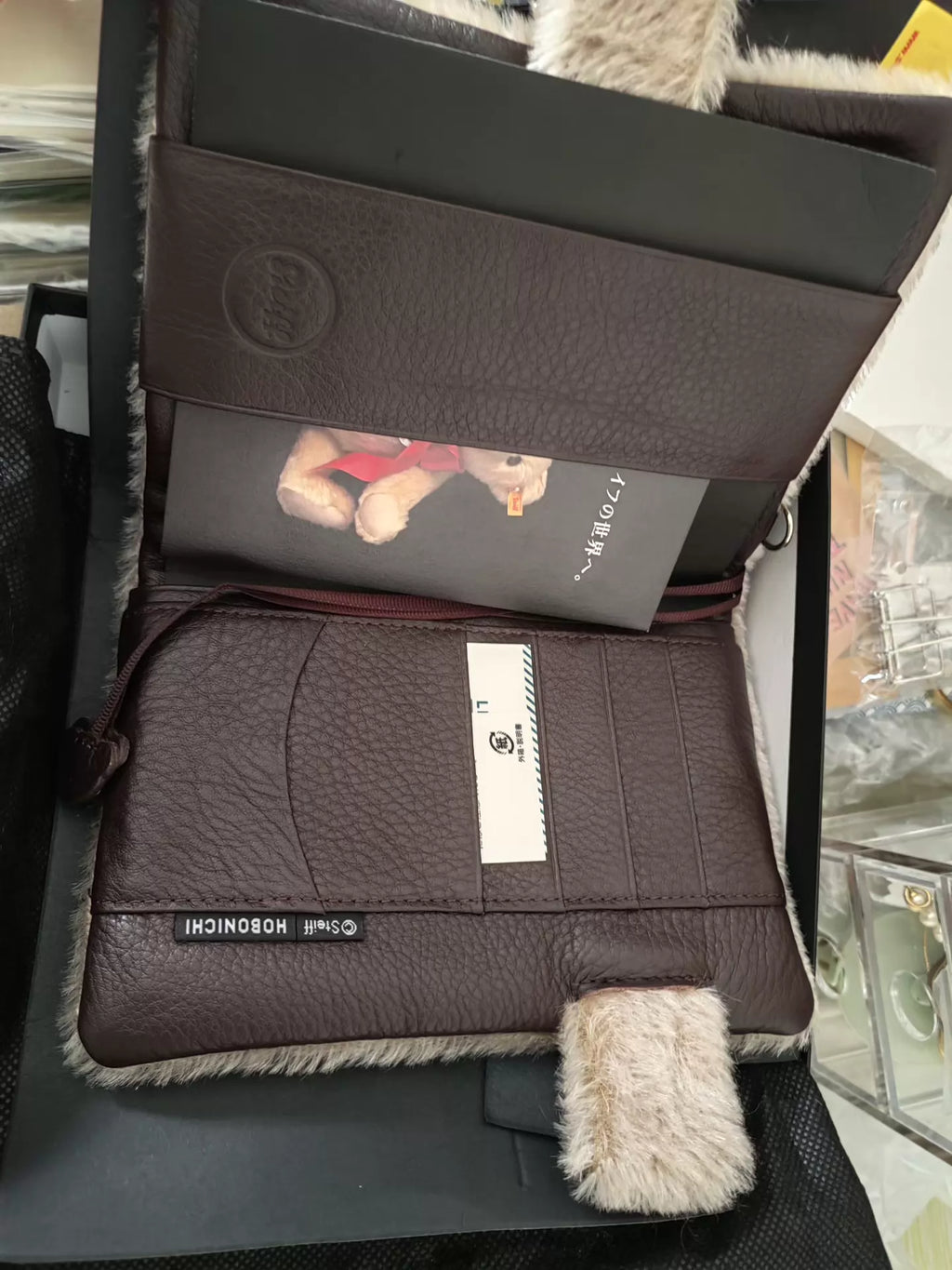 260926-toy-20 Steiff Hobo Hobonichi German Teddy Bear Co-branded Light Beige Leather A6 Han With Box
