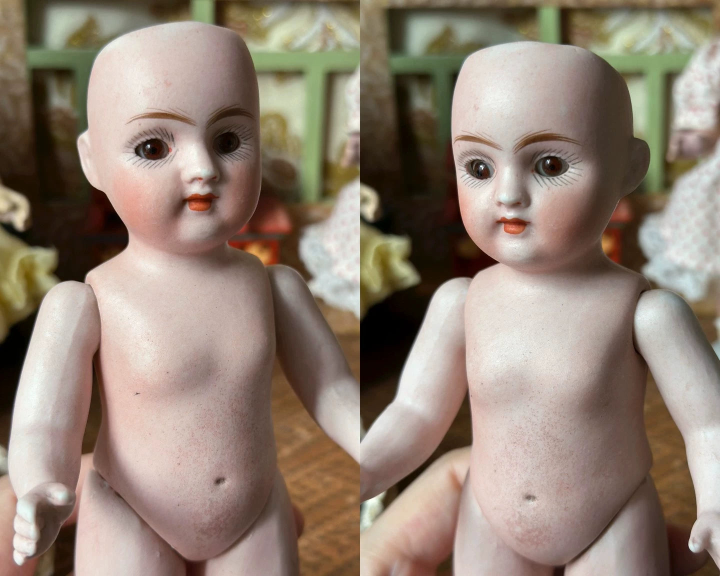 040926-doll-34 Kenster 257 Antique German Soup Doll Kestner Full Porcelain Articulated Miniature Dollhouse Puppet
